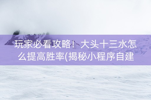 玩家必看攻略！大头十三水怎么提高胜率(揭秘小程序自建房怎么赢)