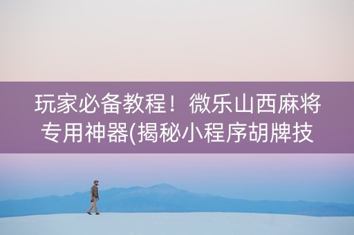 玩家必备教程！微乐山西麻将专用神器(揭秘小程序胡牌技巧)
