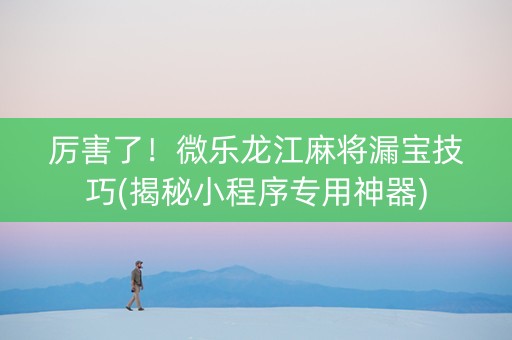 厉害了！微乐龙江麻将漏宝技巧(揭秘小程序专用神器)