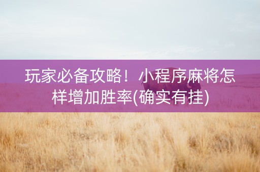 玩家必备攻略！小程序麻将怎样增加胜率(确实有挂)
