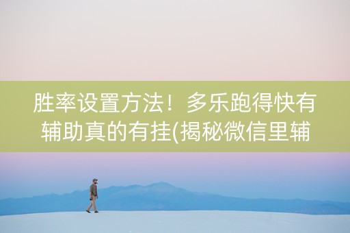 胜率设置方法！多乐跑得快有辅助真的有挂(揭秘微信里辅牌器)