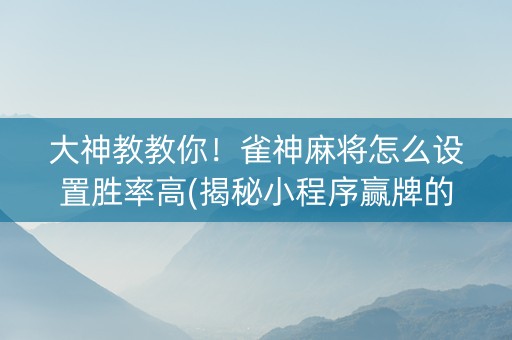 大神教教你！雀神麻将怎么设置胜率高(揭秘小程序赢牌的技巧)