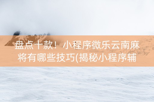 盘点十款！小程序微乐云南麻将有哪些技巧(揭秘小程序辅牌器)