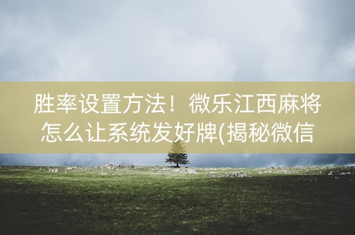 胜率设置方法！微乐江西麻将怎么让系统发好牌(揭秘微信里提高胜率)