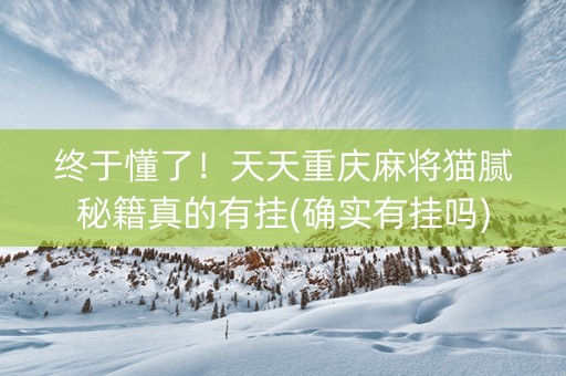 终于懂了！天天重庆麻将猫腻秘籍真的有挂(确实有挂吗)