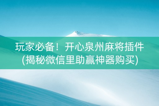 玩家必备！开心泉州麻将插件(揭秘微信里助赢神器购买)