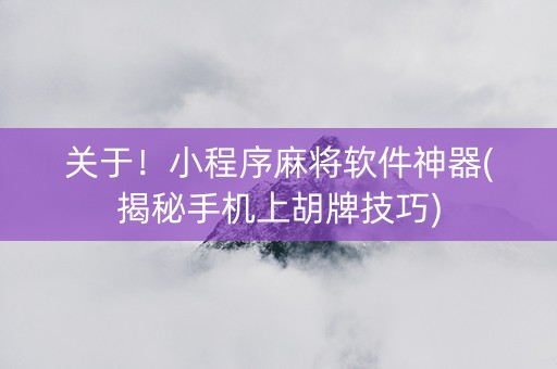 关于！小程序麻将软件神器(揭秘手机上胡牌技巧)
