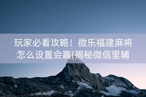 玩家必看攻略！微乐福建麻将怎么设置会赢(揭秘微信里辅牌器)