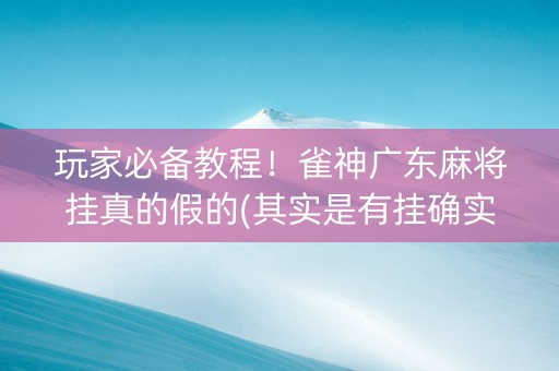 玩家必备教程！雀神广东麻将挂真的假的(其实是有挂确实有挂)