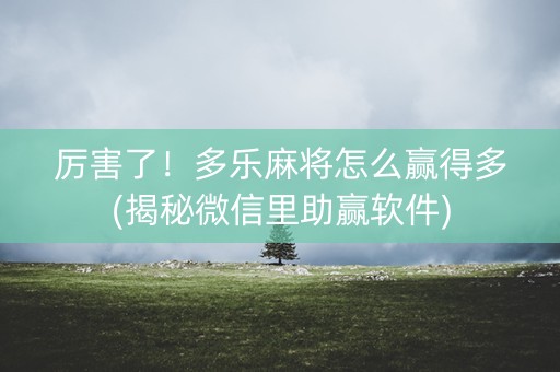 厉害了！多乐麻将怎么赢得多(揭秘微信里助赢软件)