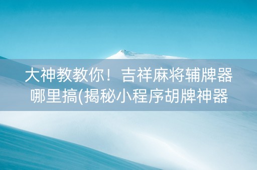 大神教教你！吉祥麻将辅牌器哪里搞(揭秘小程序胡牌神器)