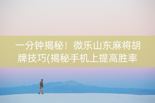 一分钟揭秘！微乐山东麻将胡牌技巧(揭秘手机上提高胜率)