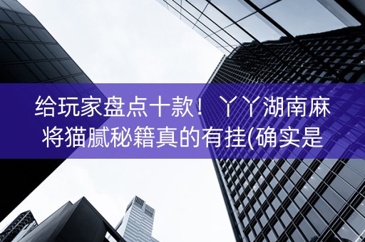 给玩家盘点十款！丫丫湖南麻将猫腻秘籍真的有挂(确实是有挂)