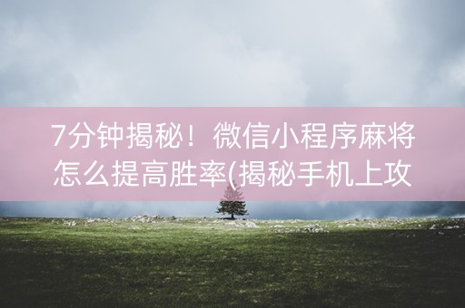 7分钟揭秘！微信小程序麻将怎么提高胜率(揭秘手机上攻略插件)