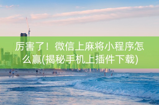 厉害了！微信上麻将小程序怎么赢(揭秘手机上插件下载)