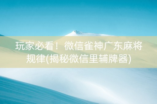 玩家必看！微信雀神广东麻将规律(揭秘微信里辅牌器)