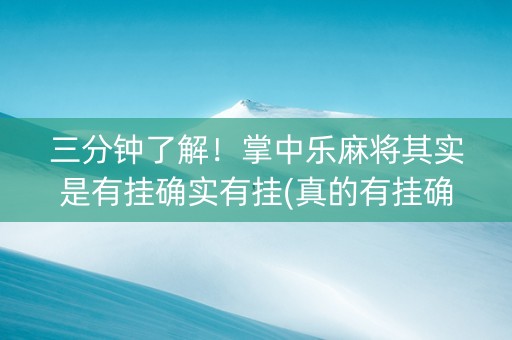 三分钟了解！掌中乐麻将其实是有挂确实有挂(真的有挂确实有挂)