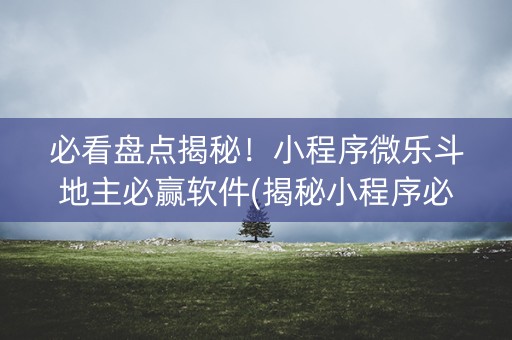 必看盘点揭秘！小程序微乐斗地主必赢软件(揭秘小程序必备神器)
