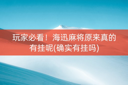 玩家必看！海迅麻将原来真的有挂呢(确实有挂吗)