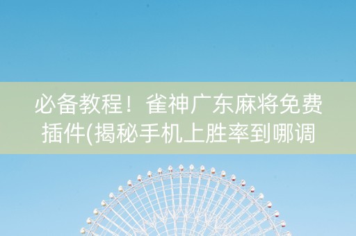必备教程！雀神广东麻将免费插件(揭秘手机上胜率到哪调)