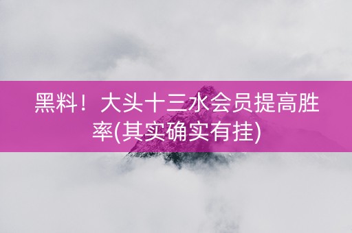 黑料！大头十三水会员提高胜率(其实确实有挂)