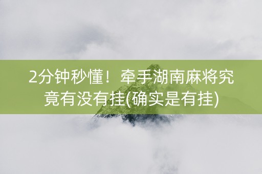 2分钟秒懂！牵手湖南麻将究竟有没有挂(确实是有挂)