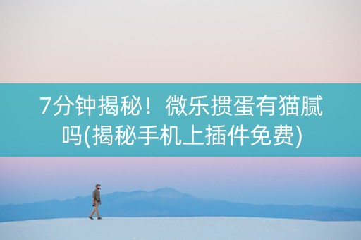 7分钟揭秘！微乐掼蛋有猫腻吗(揭秘手机上插件免费)