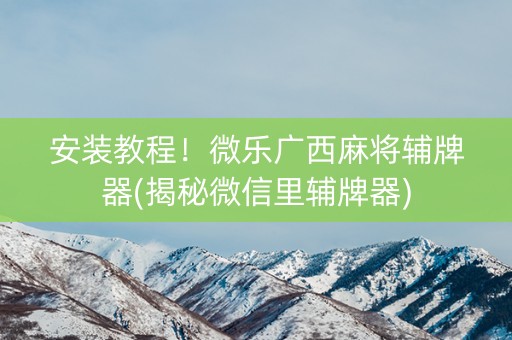 安装教程！微乐广西麻将辅牌器(揭秘微信里辅牌器)
