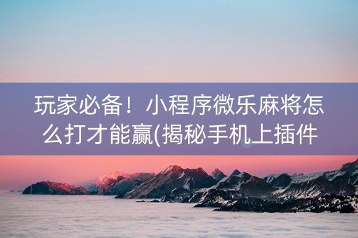 玩家必备！小程序微乐麻将怎么打才能赢(揭秘手机上插件购买)