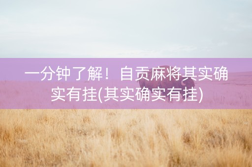 一分钟了解！自贡麻将其实确实有挂(其实确实有挂)