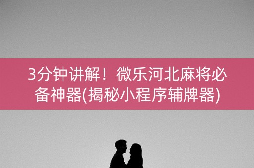 3分钟讲解！微乐河北麻将必备神器(揭秘小程序辅牌器)