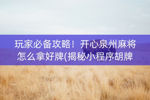 玩家必备攻略！开心泉州麻将怎么拿好牌(揭秘小程序胡牌技巧)