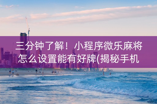 三分钟了解！小程序微乐麻将怎么设置能有好牌(揭秘手机上规律攻略)