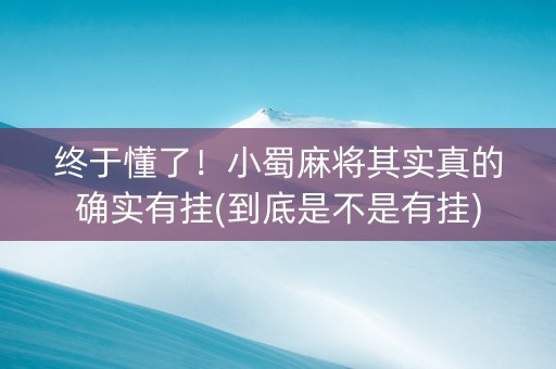终于懂了！小蜀麻将其实真的确实有挂(到底是不是有挂)