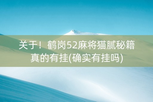关于！鹤岗52麻将猫腻秘籍真的有挂(确实有挂吗)