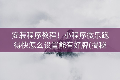 安装程序教程！小程序微乐跑得快怎么设置能有好牌(揭秘小程序输赢技巧)