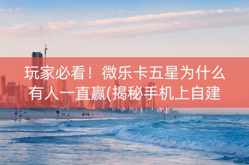 玩家必看！微乐卡五星为什么有人一直赢(揭秘手机上自建房怎么赢)