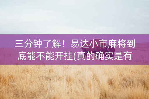 三分钟了解！易达小市麻将到底能不能开挂(真的确实是有挂)