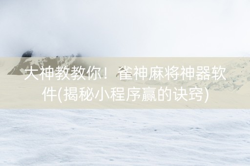 大神教教你！雀神麻将神器软件(揭秘小程序赢的诀窍)