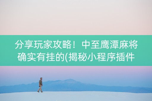 分享玩家攻略！中至鹰潭麻将确实有挂的(揭秘小程序插件免费)