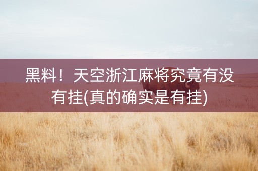 黑料！天空浙江麻将究竟有没有挂(真的确实是有挂)