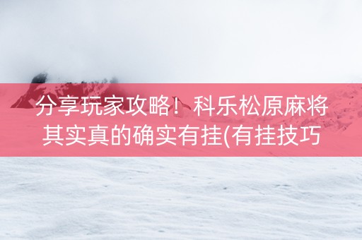 分享玩家攻略！科乐松原麻将其实真的确实有挂(有挂技巧辅助器)