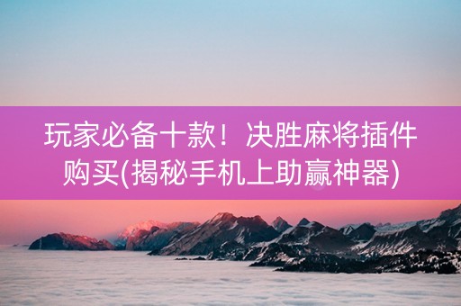 玩家必备十款！决胜麻将插件购买(揭秘手机上助赢神器)