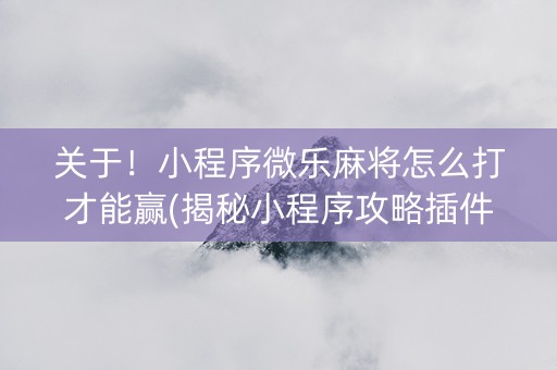 关于！小程序微乐麻将怎么打才能赢(揭秘小程序攻略插件)