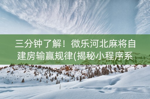 三分钟了解！微乐河北麻将自建房输赢规律(揭秘小程序系统发好牌)