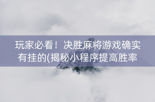 玩家必看！决胜麻将游戏确实有挂的(揭秘小程序提高胜率)