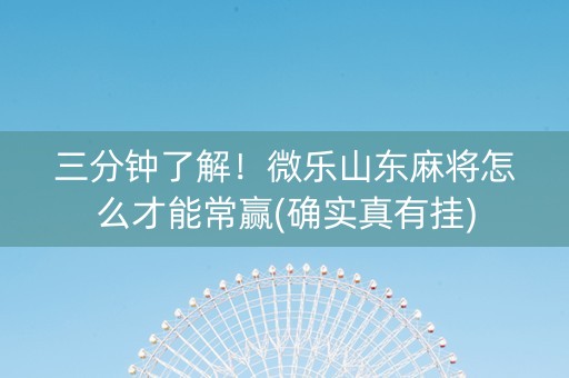 三分钟了解！微乐山东麻将怎么才能常赢(确实真有挂)