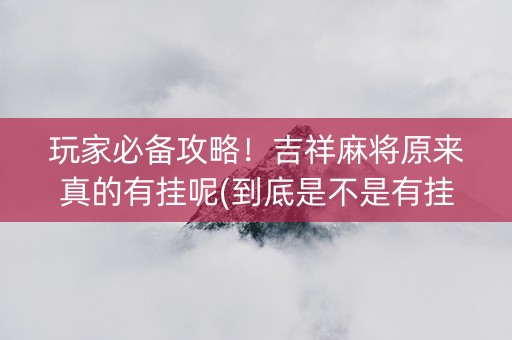 玩家必备攻略！吉祥麻将原来真的有挂呢(到底是不是有挂)