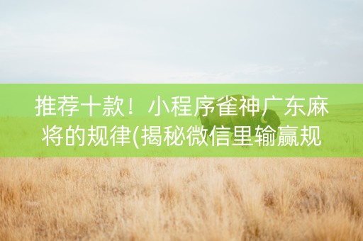 推荐十款！小程序雀神广东麻将的规律(揭秘微信里输赢规律)