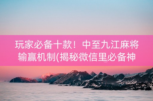 玩家必备十款！中至九江麻将输赢机制(揭秘微信里必备神器)